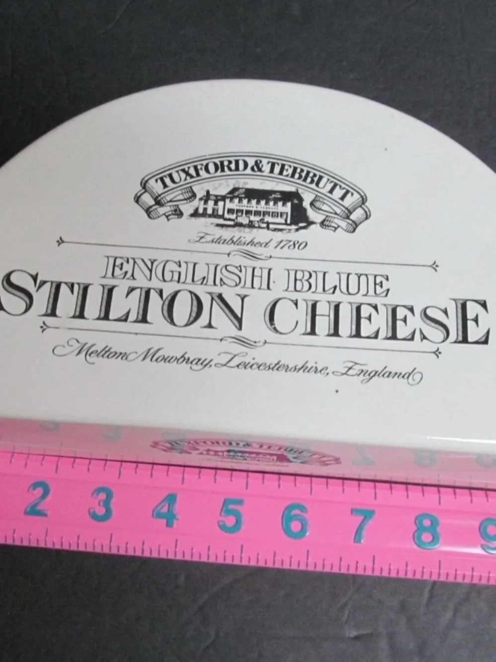 Tuxford & Tebbutt Stilton Cheese Vintage Ceramic Dish half moon